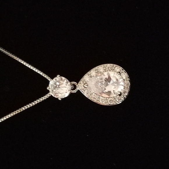 Bridal or Bridesmaid CZ and White GF Earrings and Necklace Gift Set - Picture 7 of 8